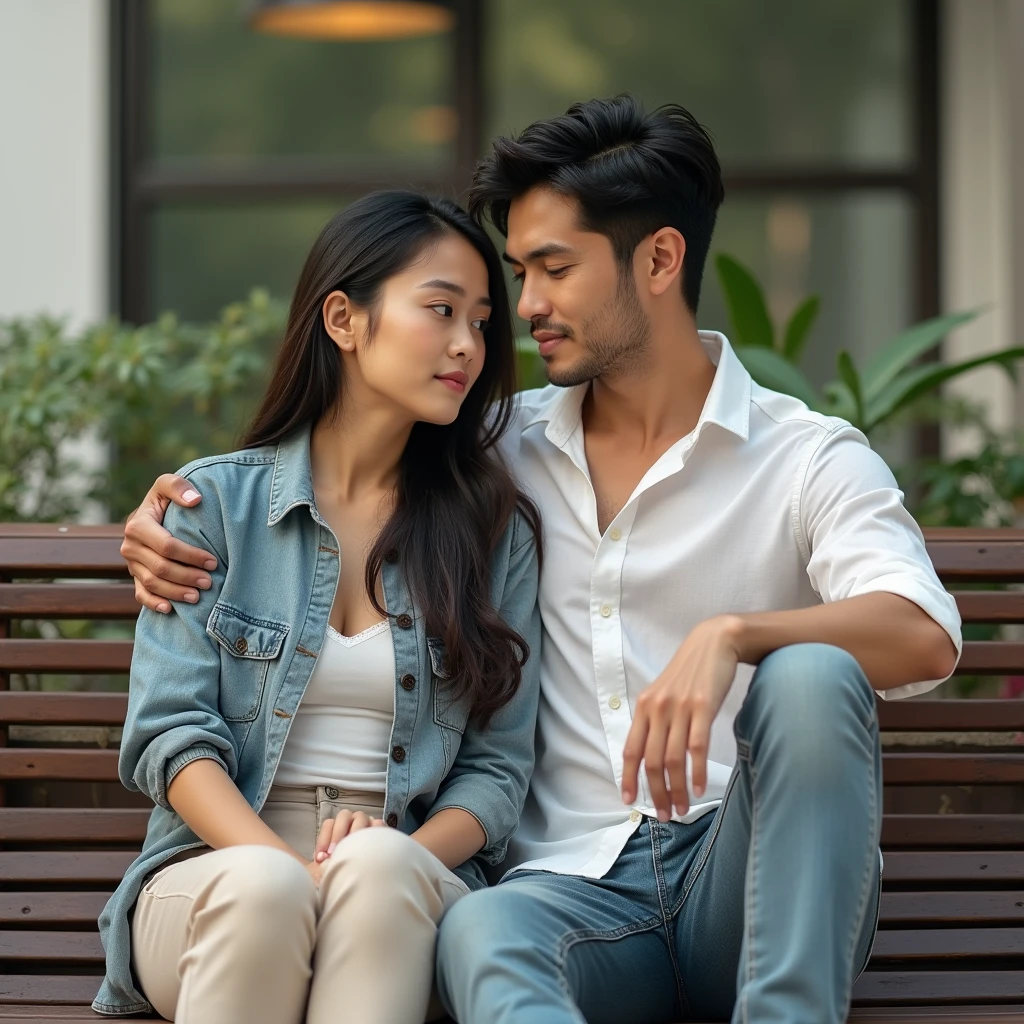 Sepasang kekasih sedang ciuman di tempat sepi dan romantis