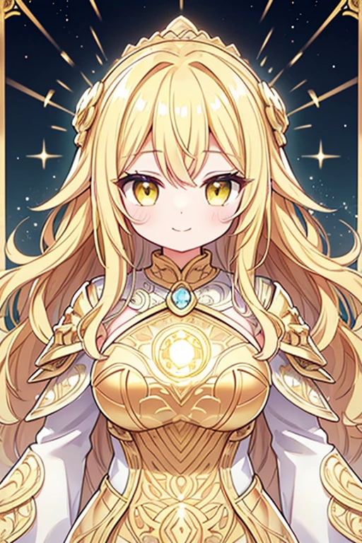 young woman, horn on the forehead, gold jewelry, Goddess