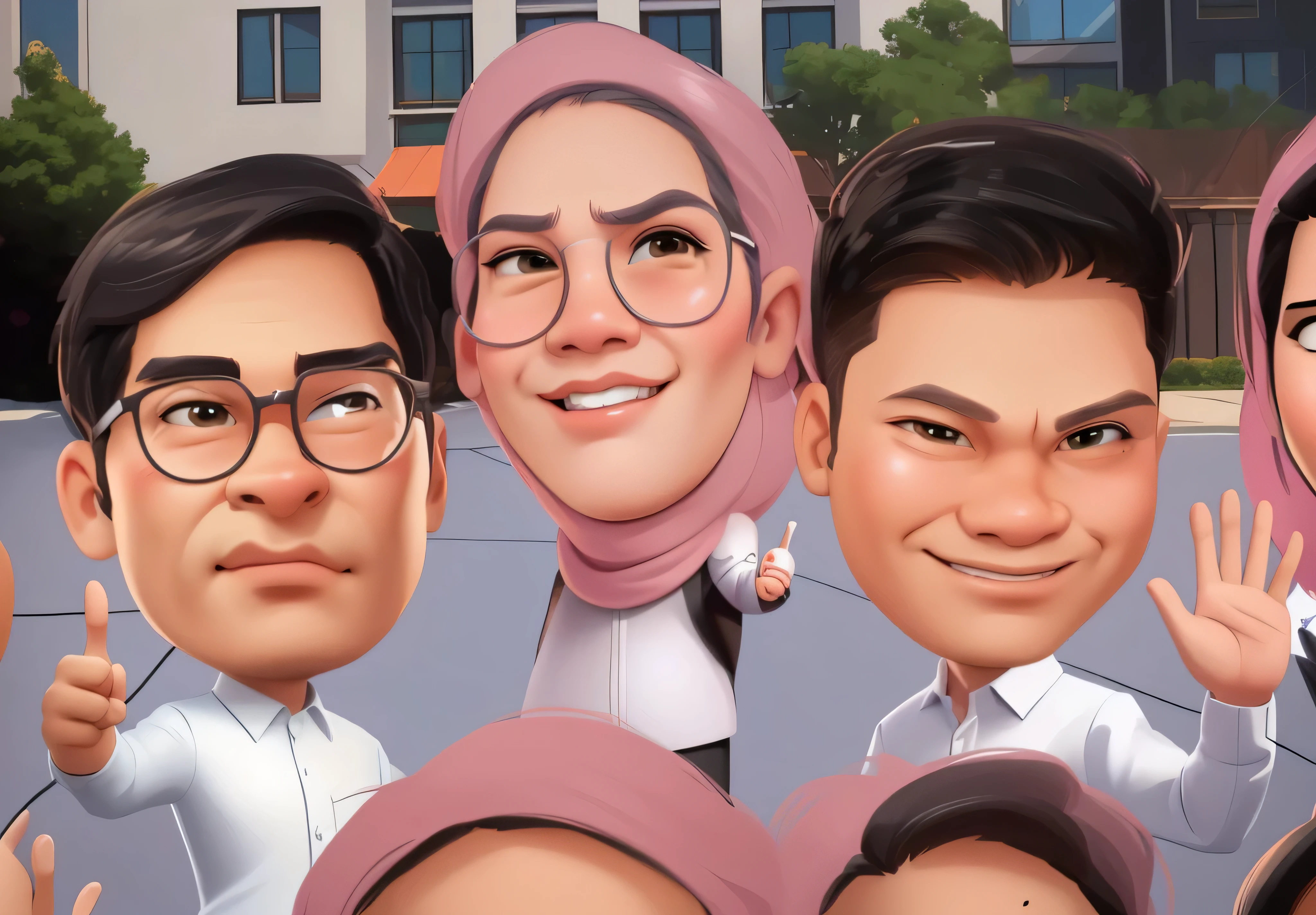 a close up of a cartoon of a group of people with heads, caricature, caricature illustration, caricature style, caricature!!!, in cartoon style, cartoon artstyle, potrait, caricatural, full protrait, chibi, charactor, digital art cartoon, realistic cartoon, charicature, barong family, protrait, cartoon art, big head