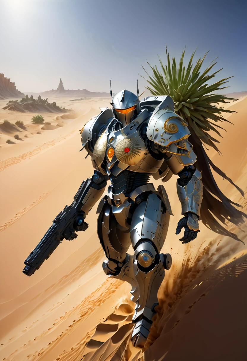 fantasy art, RPG art, a desert eagle flying over the desert, his shadow falls on the sands, rolling dunes of sand, cacti trees, and rising sun in the horizon, 16K fantasy art, best details, best quality, highres, (ultra wide angle: 1.2), 16k, [ultra detailed], masterpiece, best quality, (extremely detailed), photograph, art by mooncryptowow