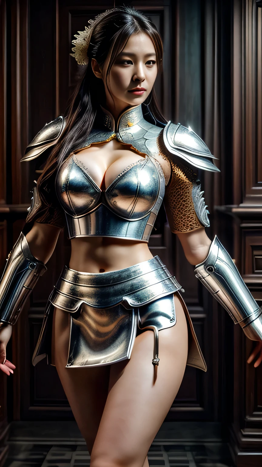 Dasha Taran sexy woman in a white gold and pink lotus lace armor skirt, chengwei pan on artstation, by Yang J, detailed fantasy art, stunning character art, fanart best artstation, epic exquisite character art, beautiful armor, extremely detailed artgerm, detailed digital anime art, artgerm on artstation pixiv, armor girl, cleavage big breasts:1.2, (mini skirt:1,5)