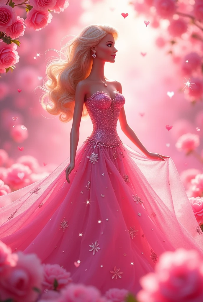 Rose flowers in a beautiful garden in the evening smelling sweet and a girl playing with her cat and the sun setting.