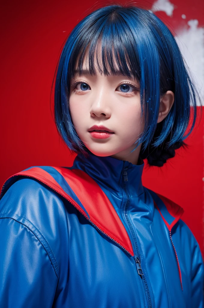 Medium haired girl black hair Demon slayer suit smiling one blue eye with a star and one purple eye with a star