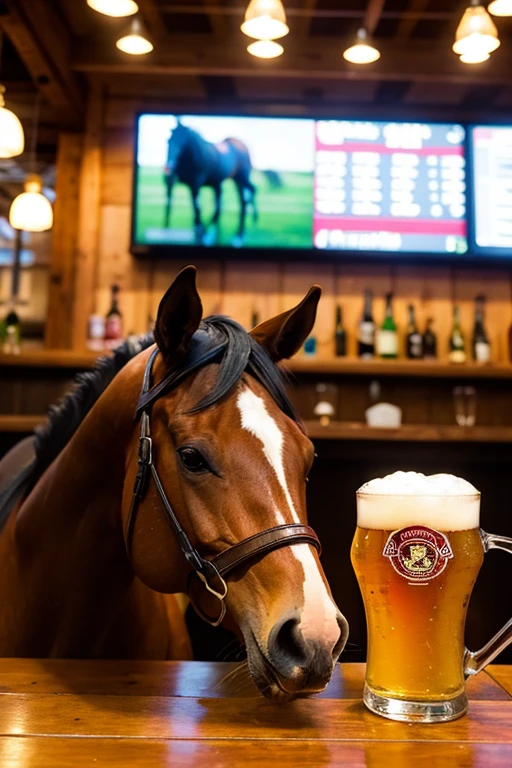 Draw me a picture with a horse that is wearing headphones and sunglasses and playing music in a bar with turntables like a DJ