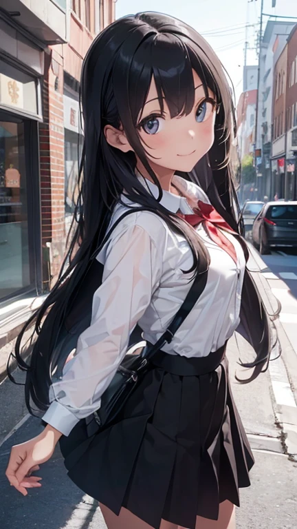 highest quality、Photorealism、finely、High resolution、８wallpaper、Perfect Dynamic Posture、Beautiful slender eyes and long hair、（Big Plump Breasts 1.8）、Casual sexy pose、Random Situation、Selfie angle，close distance，Looking into the camera，naked、、A kind smile、18-year-old、（Perfect Eyes 1.3）、Japanese、uniform