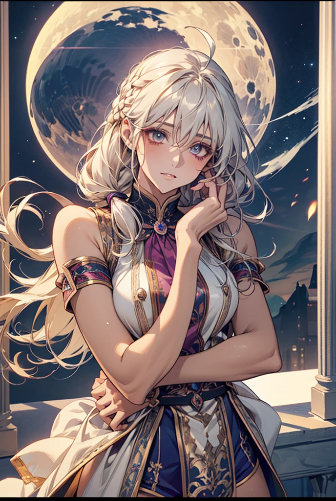 ((masterpiece)), ((Best quality)), (high resolution), (illustration), (an extremely delicate and beautiful), (ultra detailed beautiful face and eyes), nsfw,   1girl, leaning forward,  YukineChris, long hair, purple eyes, twintails, low twintails, ahoge, large breasts,volumetric lightning, moon night,knight_armor
detailed skin texture, detailed, volumetric shadow, anime screencap,Highest quality, Sorceress, ancient lonian nobility, ((tan skin:1.2)), (brown skin color),Long hair, twin braids, hair ornament, wine colored hair, smile, Below average size breasts, bare shoulders, Leg spread、Groin、Yukine Chris、Wet condition
nude、Wet_shirt,Wet _underwear、tear_underwear
8K, masterpiece, Best_quality, high_resolution, ultra_details, detailed, 1girl, 独奏, looking_at_viewer, upper_body, braid, bangs, white_hair, hair_ribbon, hair_between_eyes, blue shorts、style(open_reg,hip_up)

sidelocks,depth_of_field,french_braid, sharp focus, perfect hands, perfect face, perfect eyes, perfect light, dynamic light, natural light, Masterpiece, Best quality, Cang、green、moon、