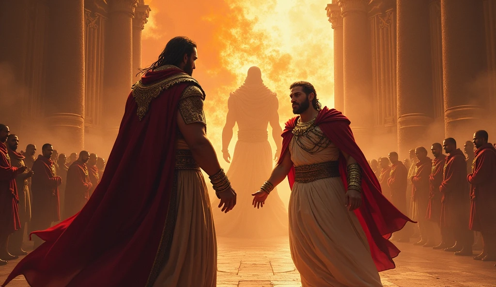 create an image of Kratos fighting against the minister judge of the supreme court of justice