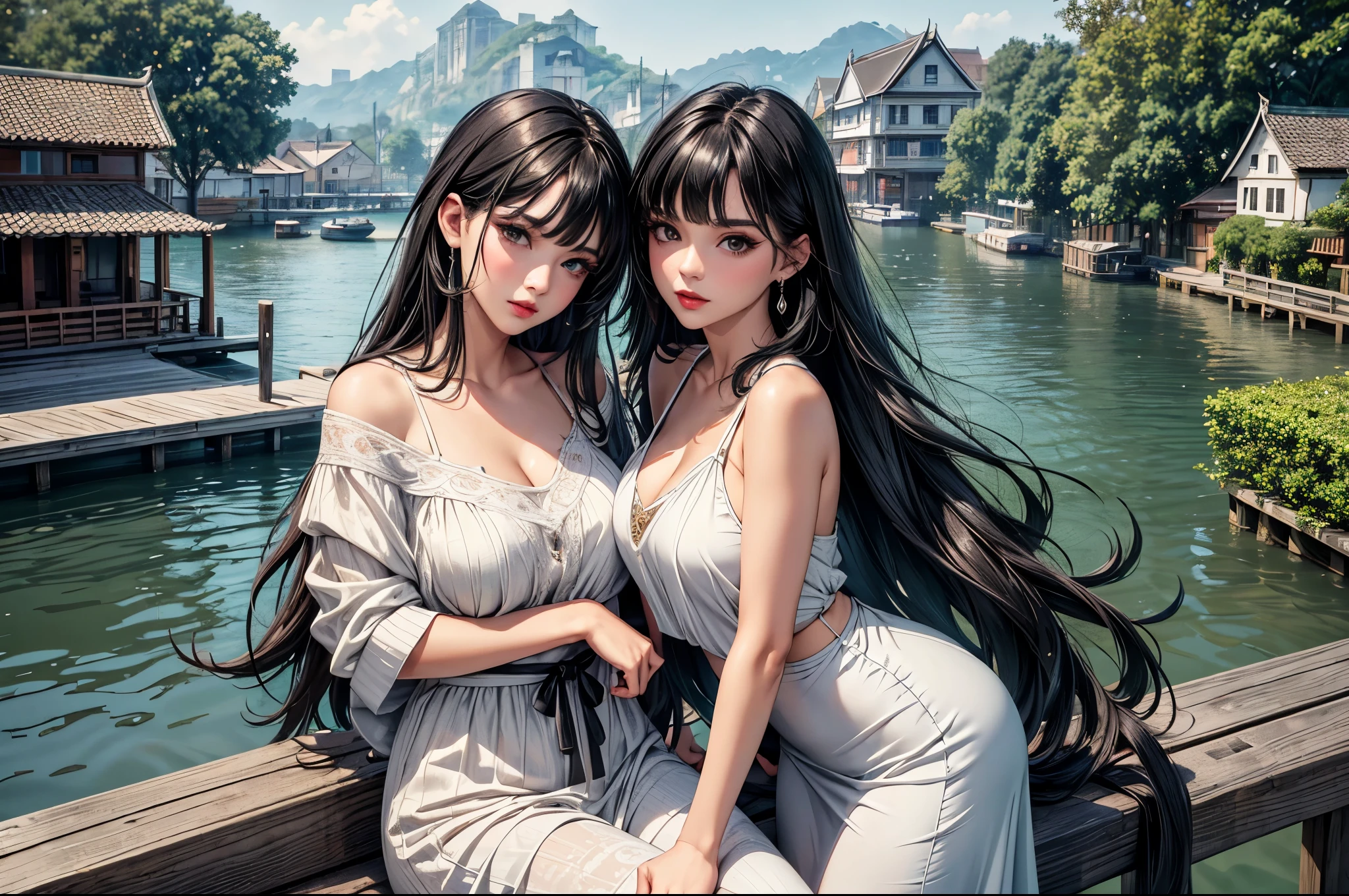 (Masterpiece),(Best quality),(Ultra-detailed), (full bodyesbian:1.2),
2girls,duo,Silk,Satin,Princess Eyes,Castel Sant'Angelo in Rome,navel,winter,Snow,crowd,Cute, Smile, Open mouth, Blurry, bangs, Black hair,
(Beautiful detailed face), (Beautiful detailed eyes),