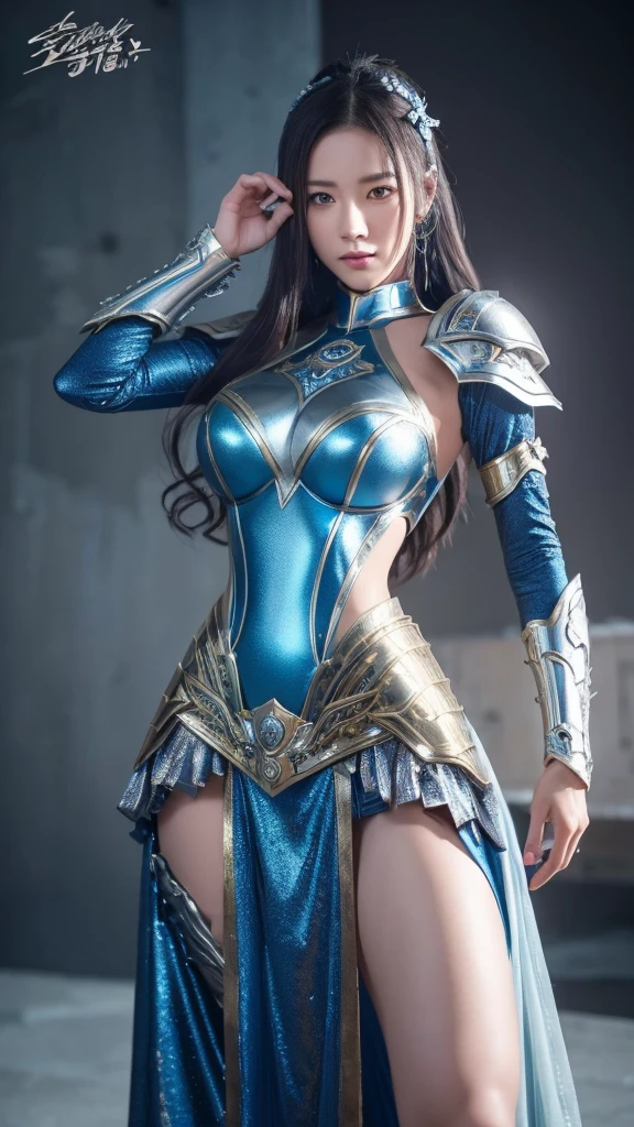 Realistic, 35mm, Intricate details, hdr, Intricate details, Highly detailed, Natural skin texture, Real, Sharp, 1 girl, Chinese, Blush, blue clothes, Black eyes, Fine black hair, full body, detailed background, detailed face , (1nf3rnalAI , hell theme: 1.1), strong expression, dynamic pose, glass robot, (made of glass: 1.1), translucent, glass structure, fighter, glass shield, dirty glass, machine, power, magic symbol, mysterious power , floating particles, reflections, wind, storm background, film atmosphere,