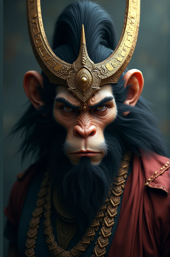 Monkey with a stick, Wearing a ring on his head, masterpiece, super detail, best quality, anatomically correct