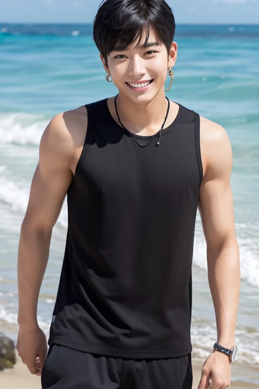 male cute Age 27 Lifesaver swimwear smiling