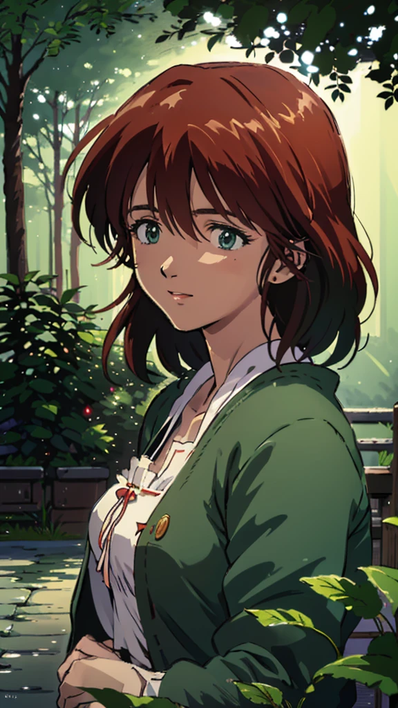 a beautiful detailed portrait of Mana Kirishima, long dark hair, green eyes, detailed facial features, intricate makeup, elegant expression, wearing a white dress, standing in a lush garden, sunlight streaming through the trees, vibrant colors, award winning digital art, highly detailed, cinematic lighting, photorealistic, 8k