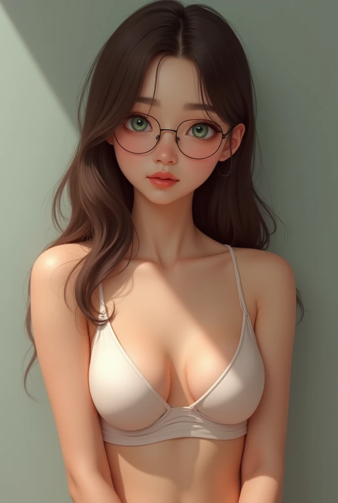 Highest quality, RAW Photos, Realistic, face, Incredibly beautiful girl, cute, length Hair,ponytail，Glasses，Written boundary depth, High resolution, 超detailed, detailed, Very detaileded, extremely detaileded eye and face, Sharp pupils, Realistic students, Sharp focus, Cinema Lighting, Japanese, Short Woman,  Physical build, Short arms, length, Narrow eyes, Fleeting atmosphere, 10 years old, Brown Bob Hair, ((thin唇)), White top and bottom swimsuit, masterpiece, Highest quality, detailedな肌, detailedなface, fine grain, 8K, Excellent anatomy, Full body portrait，flat breasts, small breasts, small,( small bust: 1.2), small bust, (slim, small, flat, small), thin, Delicate and sexy collarbone, One Girl, (beautiful girl, Delicate girl:1.3), (10 years old:1.3),
