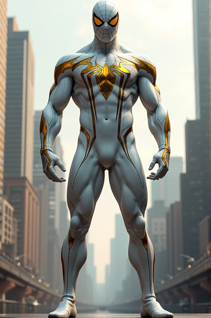 white superhero suit in battle pose