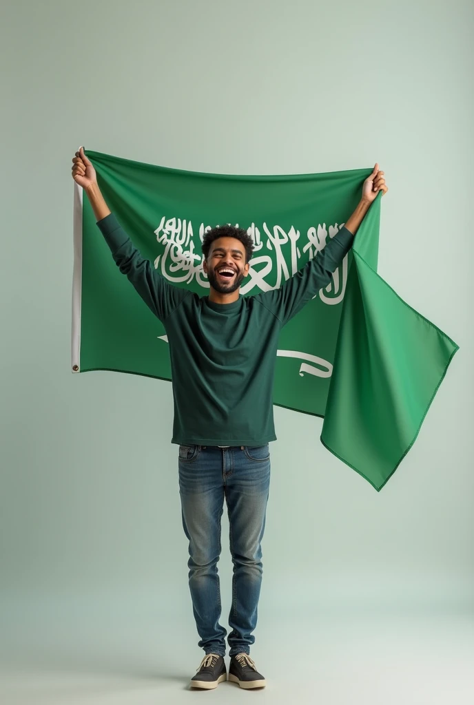 A muslim person waving islamic green flag and his white kurta back writing Asif in english