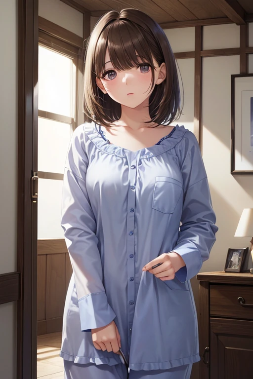 anegasaki nene、Shiny brown hair, short hair, 非常にDetailed face, Cowboy Shot、



(最high quality:1.4),  supposition,break,

(masterpiece:1.2, 最high quality:1.1, High resolution,Absurd, high quality),(Realistic:1.1),reflected light, colorful,Very detailed, Ultra HD, Very detailed, Open door, Nightwear,  Messy Hair, ,( Open door):1.4, Home,  (sleepy、Half-open eyes:1.5), corridor, Antenna Hair, Cowboy Shot, One girl, Focus Only, 
 

break, (masterpiece, 最high quality, Very detailed, Detailed face, 8k)