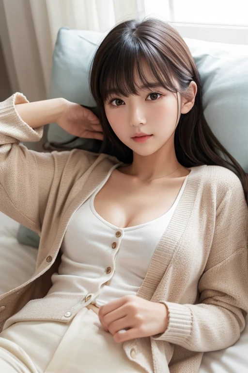 (masterpiece, best quality:1.1), (8k, raw photo, photo realistic:1.2, f22), (shiny skin), detailed skin,long hair,detailed face, detailed eyes,smile,BREAK, real world, intricate details, smil, BREAK, 1girl, full body,(black,pajamas)BREAK, (morning,flower:1.4)