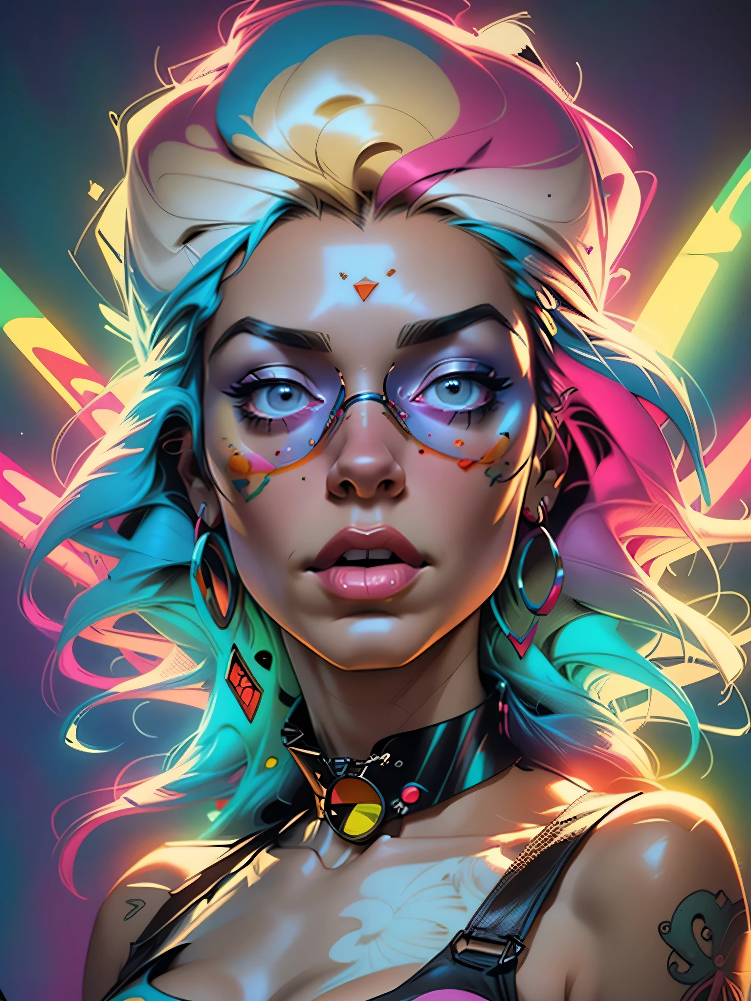 camcorder effect of a substantial, slightly-built, Sick Lobbyist woman, Intricately designed, :<, with brown braids wearing corsage , digital art, highly detailed, fine detail, intricate, outrun, vaporware
