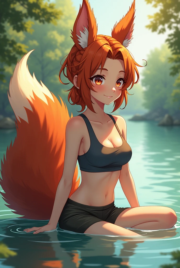 (masterpiece, Best Quality: 1.2),(cute girl:1.6),(hi res), ((Masterpiece)) , ((Best Quality)), illustartion, woman's, Fox, average breasts, full body, furry, Modest, with lace lingerie,(chubby),