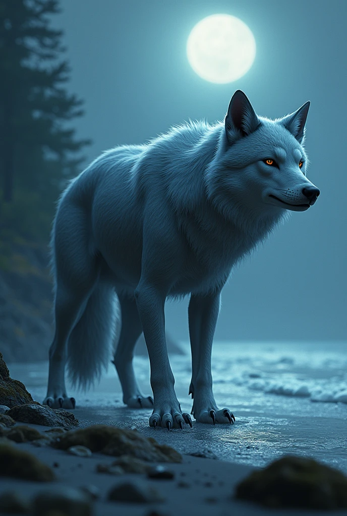 Full HD, Mythical spirit beasts, Giant fox, White flull, Look at the moon