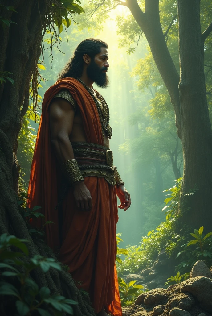Shiva the indian god , 8k ultra realistic , he is a king and there many kids , king is in a jungle cave with kids , king and kids stand in cave , he all searching anything there