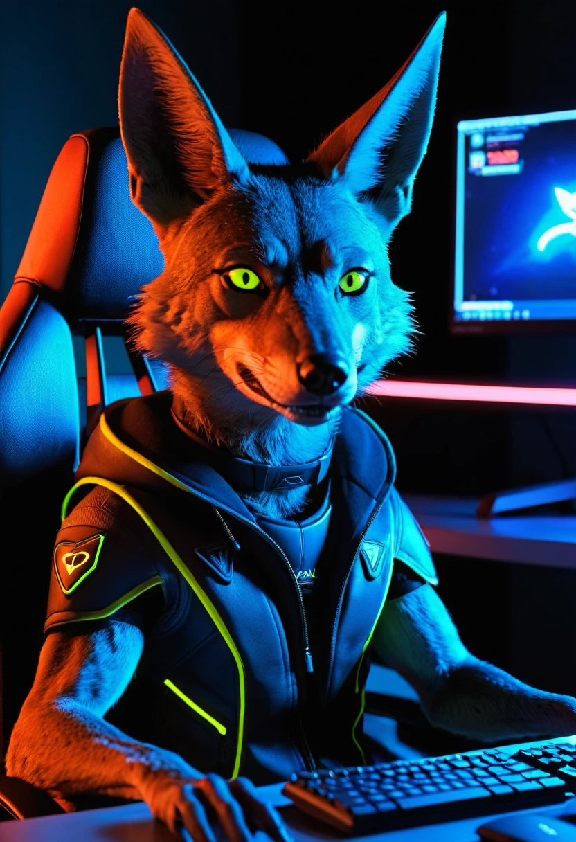 (full shot, on back view, serca view), ara ara meme, tall, voluptuous, athletic female, wolf, black fur, totally dark fur, white tribal markings on thighs, red inner ear, red leotard jacket, long sleeves, bubble ass, back, feet, 5 toes, sharp toenails, toe claws, red claws, plantigrade, sexy eyes, wide hips, curvy figure, curvaceous, wedgie, bearing hips, smooth fur, long fur face, sexy legs, thick thighs, bearing hips, long wolf tail, fluffy tail, wide and long snut, red inner ear, long wolf's mane, red eyes, black bottom lips, black clera, black leaves, bed, kneeling, hand on thighs, feet together, foot focus, looking at the viewer, Mocking Look, happy face, in a space ship, naked