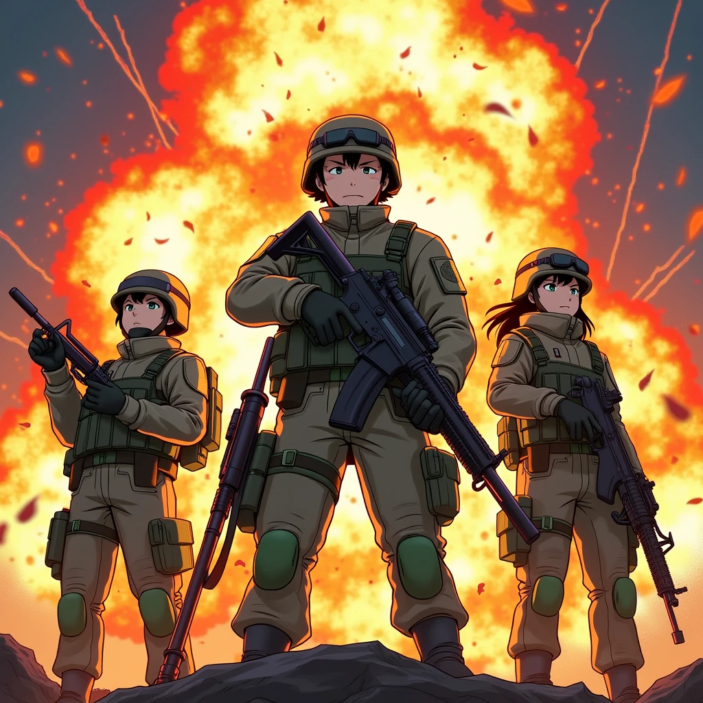 Tank crew in anime style