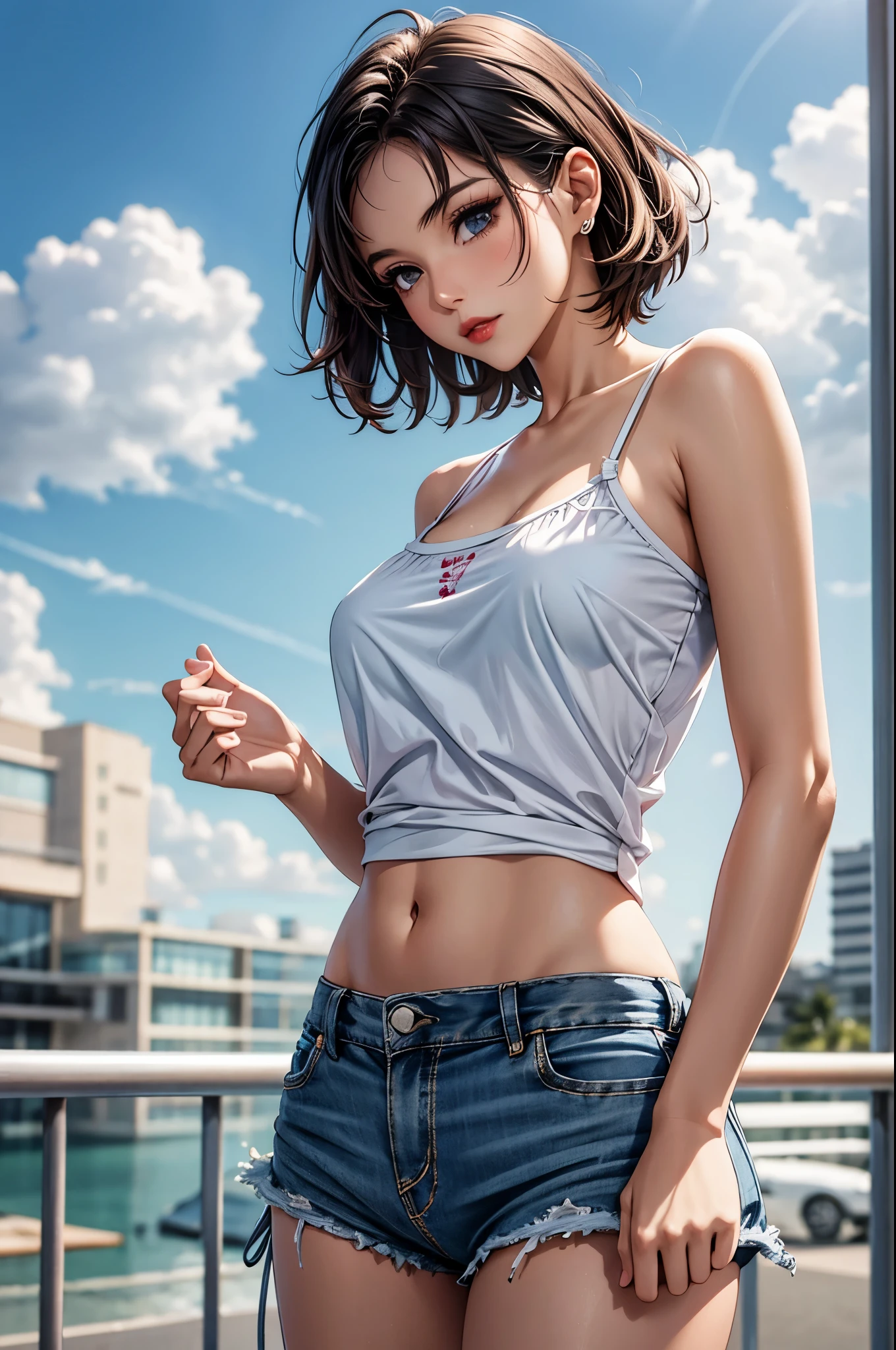 woman,beauty,Loose camisole fit,White,ad,Art,cloud,
