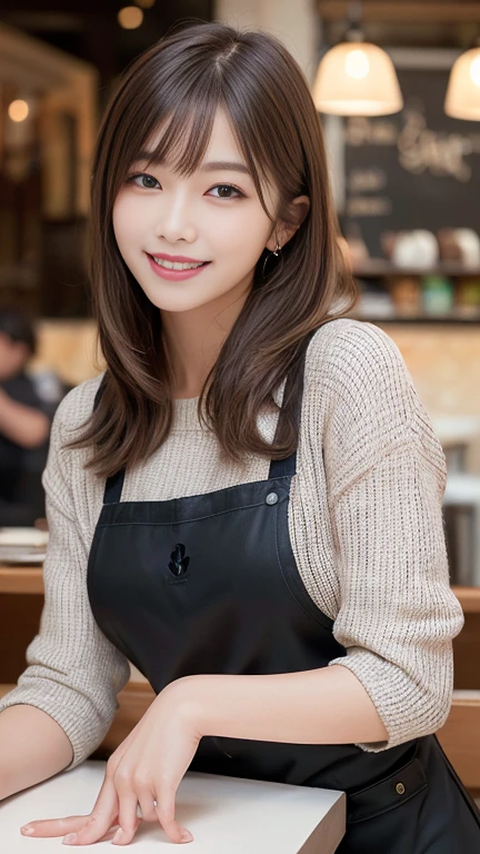 (((upper body shot))),Ultra-high resolution,big eyes,((brown eyes)),Japanese,(a girl),(1 girl),((17 years old)),(cute),pretty,((facing at viewer)),arms behind back,grin,(((black shirt)))