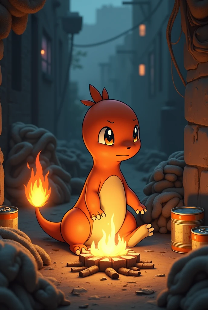 A femboy Charizard wearing a sweatshirt and diaper with urine and white socks being in a dark magical forest near a lake at night