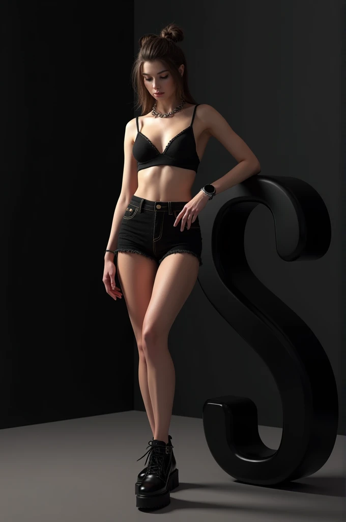 Btflindngds, Describe a very beautiful girl named Helen with black hair, slender legs, and wearing high heels, big lips, beatiful sexy, photograph by artgerm and (greg rutkowski:0.3), (cinematic:0.4) lighting, big natural breasts, breast cleavage, dark Mansion , skinny body, jewellery, chokers, very hot girl