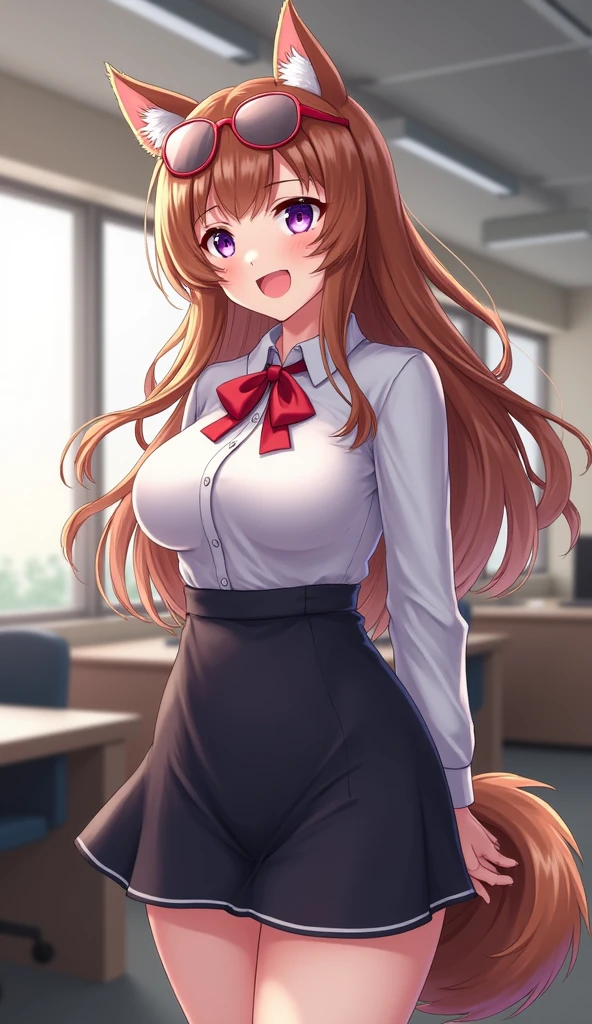 Highest quality,masterpiece, Highest Resolution, 1 girl,nsfw, full naked, paizuri, kneeling, indoor, classroom, (huge breasts:1.5), lift up my breasts,pink nipple, smile, close up, horse ears, horse tail