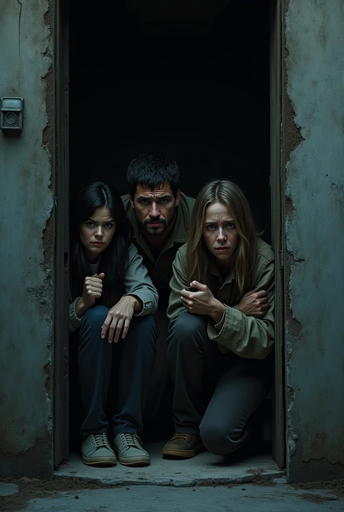 3 Sarah and 2 tom,
They all hold their breath as the scratching intensifies, the creature outside clawing at the door with increasing ferocity. The wooden door creaks under the pressure, and it’s clear that it won’t hold for long.