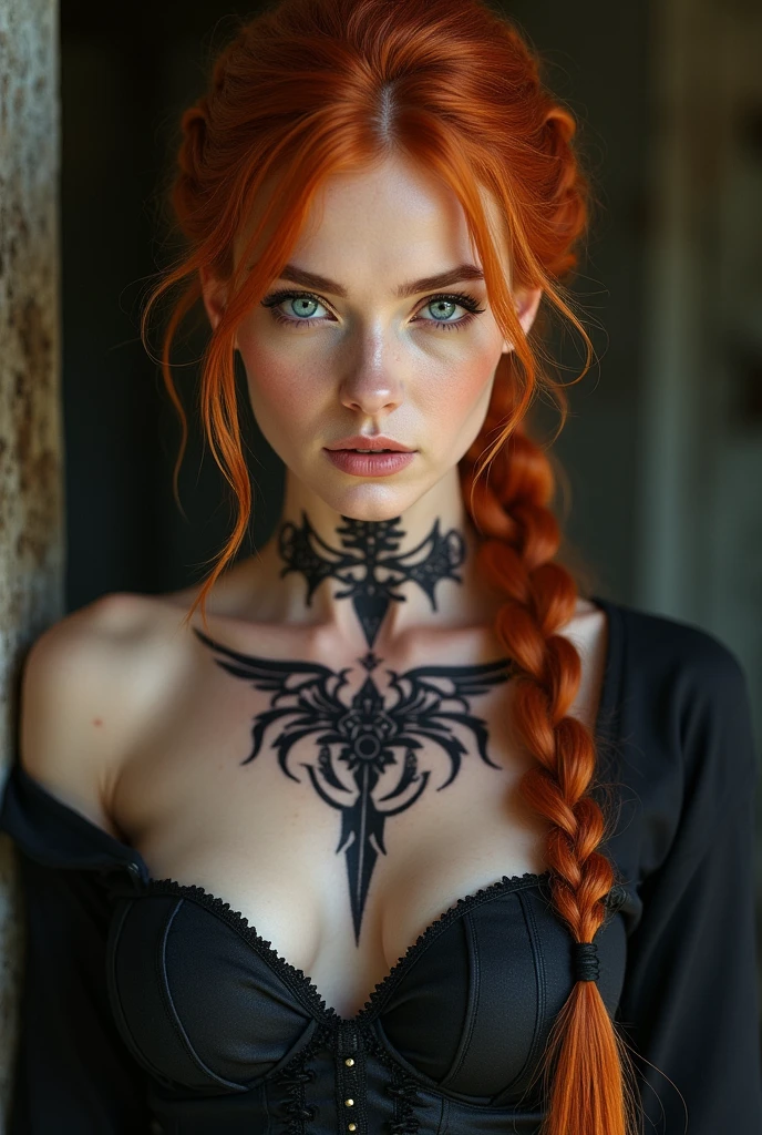 1 girl, long red hair, full body tattoos, white bikini, ghosts behind her, (Best Quality,4k,8k,High resolution,masterpiece:1.2),ultra detailed,(realist,photorealist,photo-realist:1.37),Awesome,beautiful detailed eyes,beautiful detailed lips,extremely detailed eyes and face,long eyelashes,dramatic lighting,dark moody atmosphere,glowing ethereal ghosts,Haunting,Gothic,fancy,mysterious,high contrast