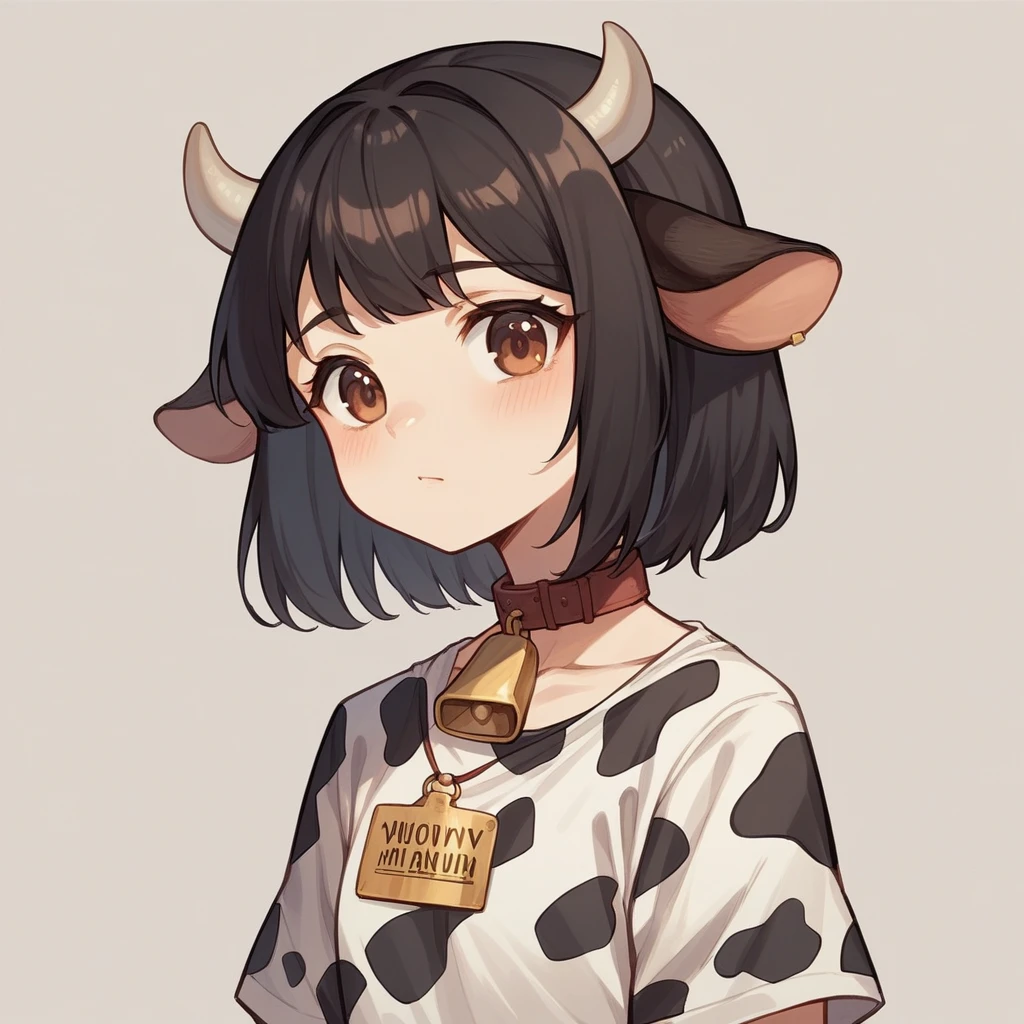 orgasm、20-year-old woman、Anime Style、blush、Mouth open、Black Hair、sexy、Sweat、White Breath、girl trembling with sexual climax、Heart Eyes、Sticking out tongue、tears、White of the eyes、Ahegao、Cow print clothing、Cow Cosplay、2 horns、Cleavage