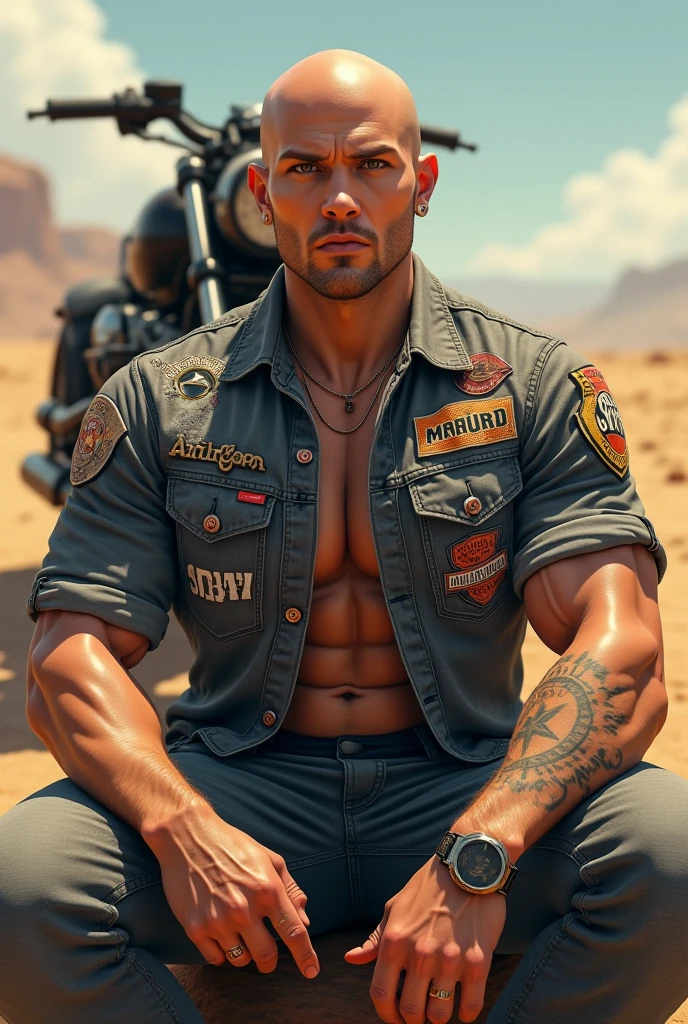(Masterpiece) High quality, ultra-detailed illustration, high resolution, showing a full-body handsome mature male policeman with toned muscles, short hair, undertrimmed beard, wearing a jacket, summoning dragons in a flower field and entering the real world, surreal and glamorous. Graphic design, highlighting the depth of field effect, he is a Magic the Gathering player and playing magic cards.