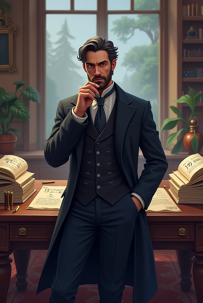 Jonathan_Reid, (bearded man), handsome, <lora:Jonathan_Reid_Vampyr_Test2:0.5>, Vampyr_Game