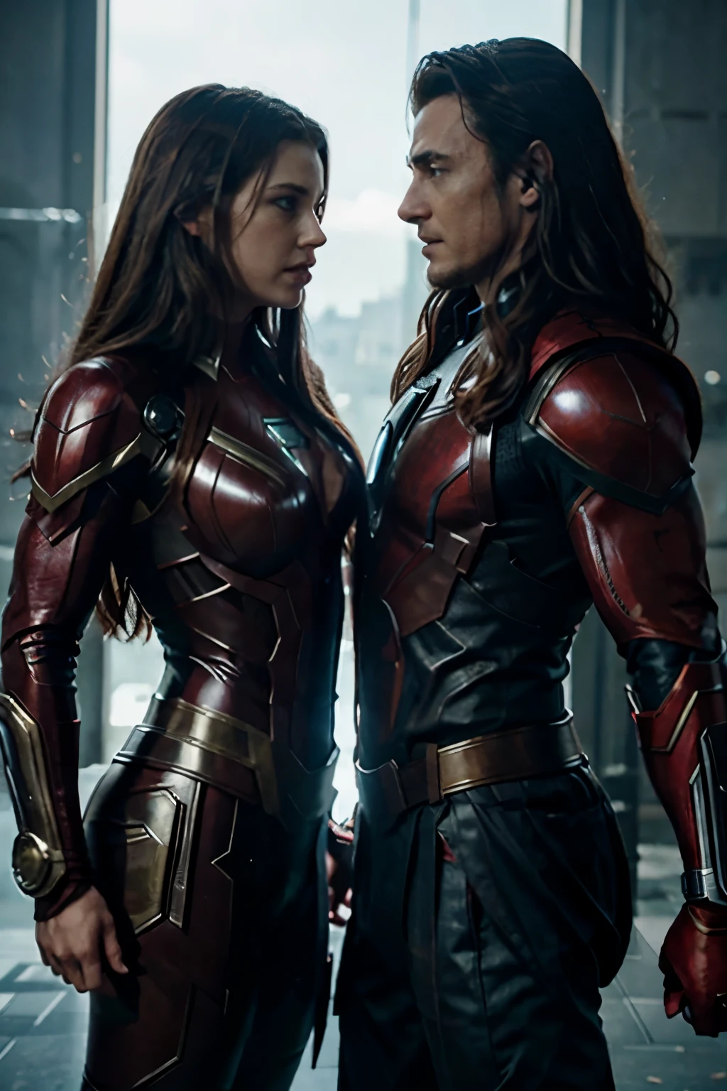 Marvel Thor and Wanda Maximoff Best quality,masterpiece,ultra high res,weapon,upper body,8k