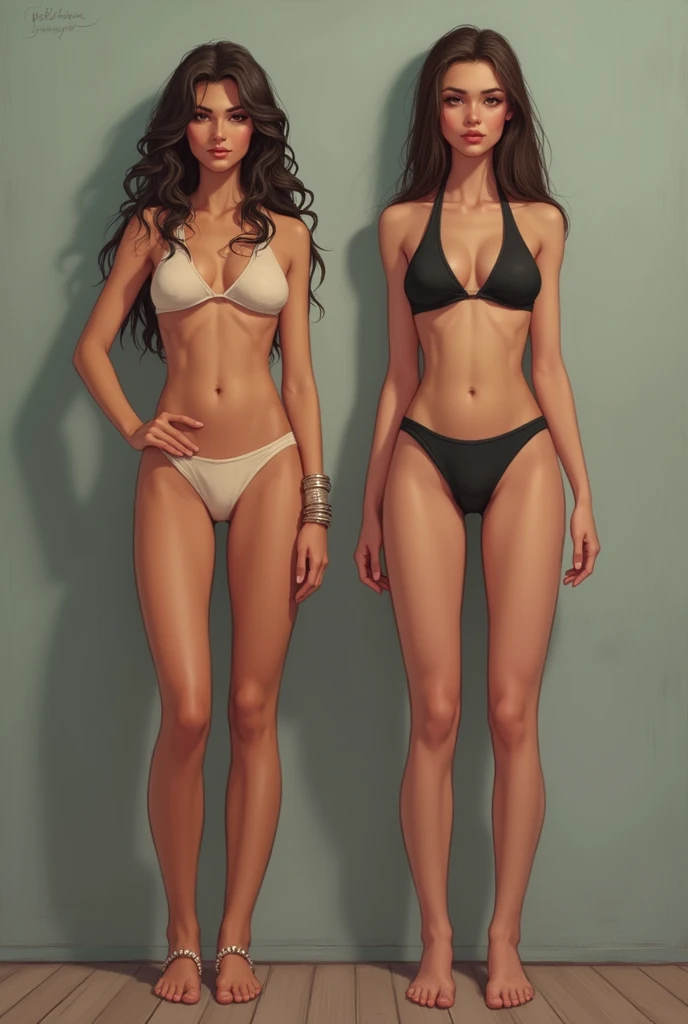 2girls, dark skin, light skin, full body shot, lesbian, romance