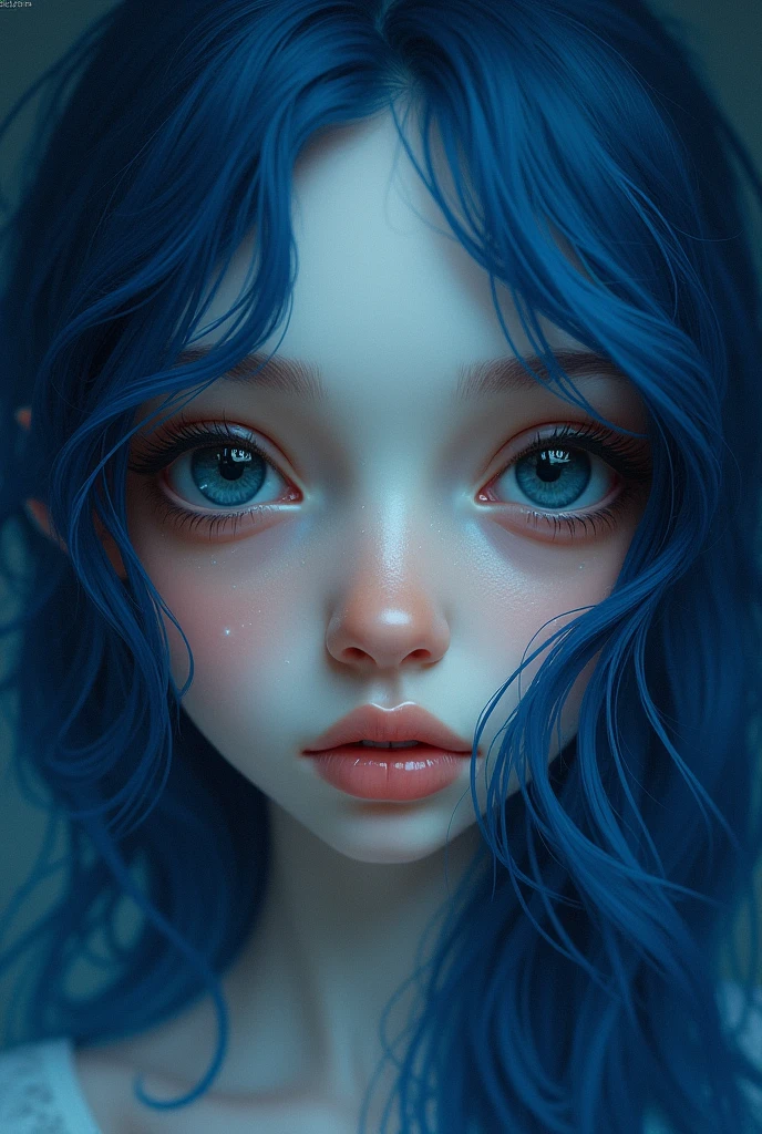 Trans alien blue skin and blue hair with small penis