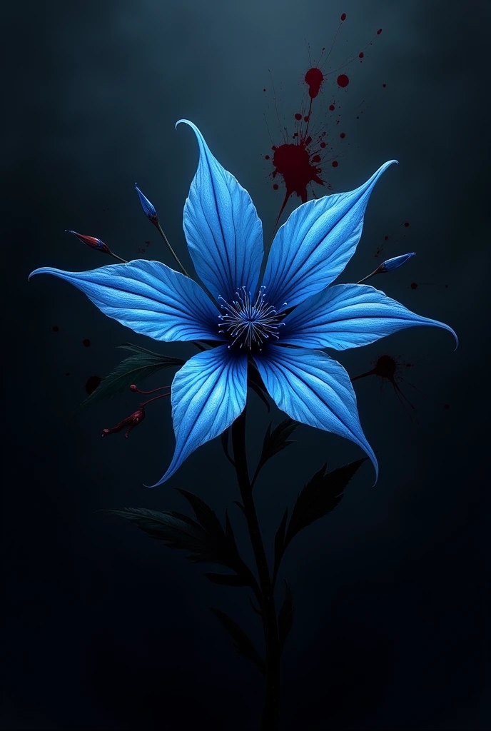 a small, bell-shaped flower with petals that range in color from deep indigo to black. The plant is associated with grief and mourning, often found growing near ancient battlegrounds or sites of great tragedy