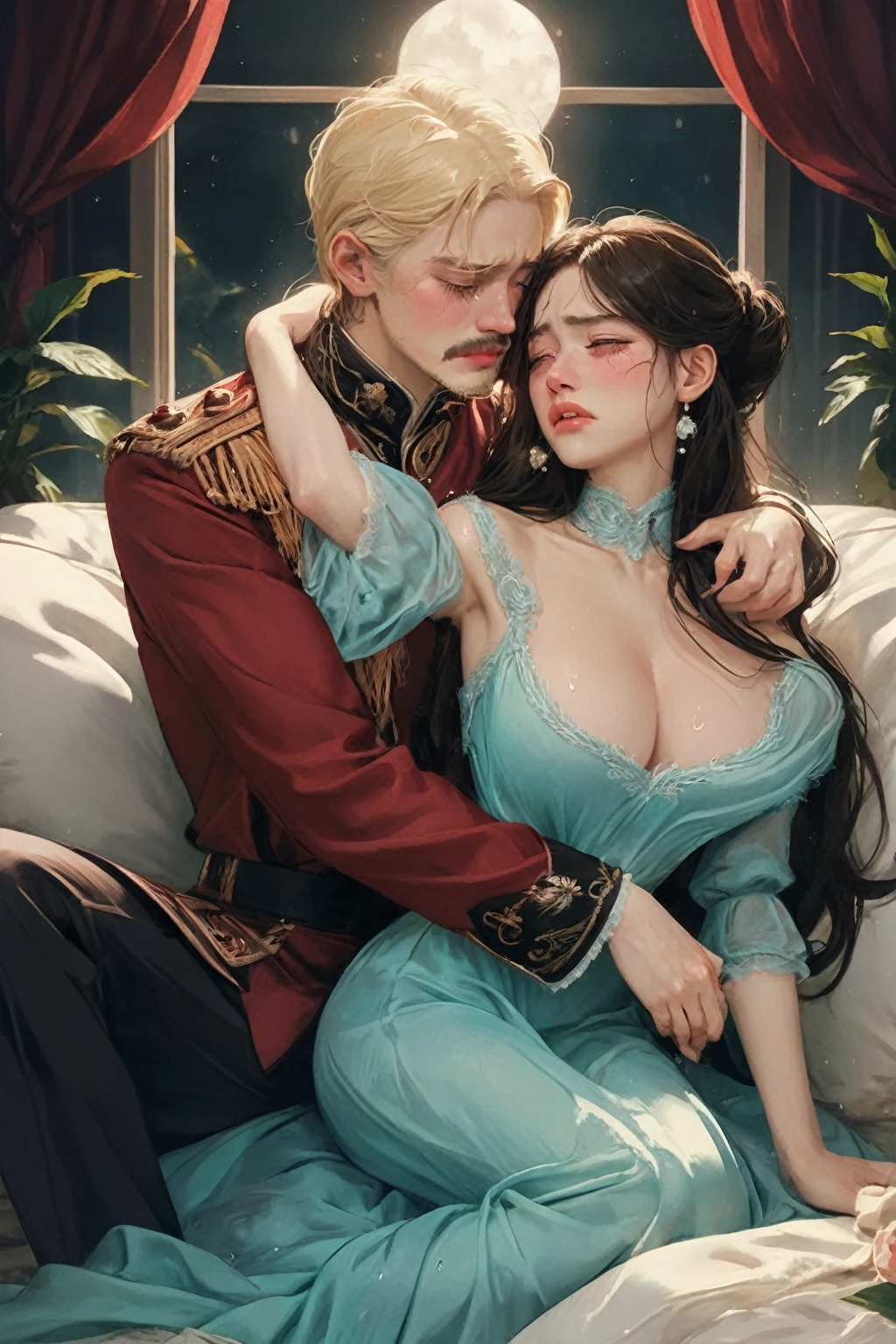 HD quality, high definition, couple having sex, male prince is 18 years old handsome and muscular and slim, mAle is handcuffed with hands tied up, female sexy ugly, male has red lips, romantic sex, lustful, seductive, sex in the forest, cumshots,his penis inside her vagina, making sex. Love making