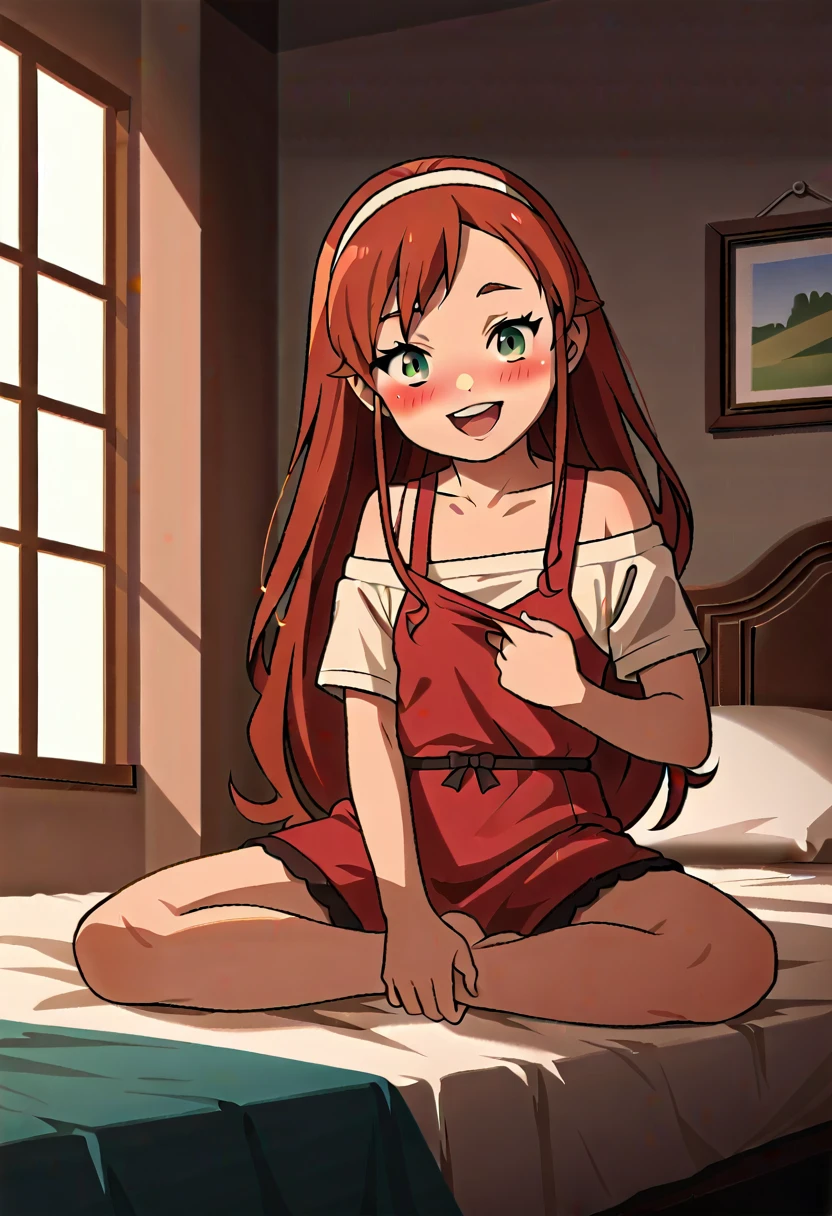 ((Highest quality)), ((masterpiece)), (be familiar with), Perfect Face, indoor, Bedroom, Watching the audience,
One woman, Ellis Boreas Greyrat,
Open Mouth, Ecstatic expression, blush, smile,
Small breasts, Flat Chest, , , child, Girl,
Long Hair, Long Hair,
Leg spread,