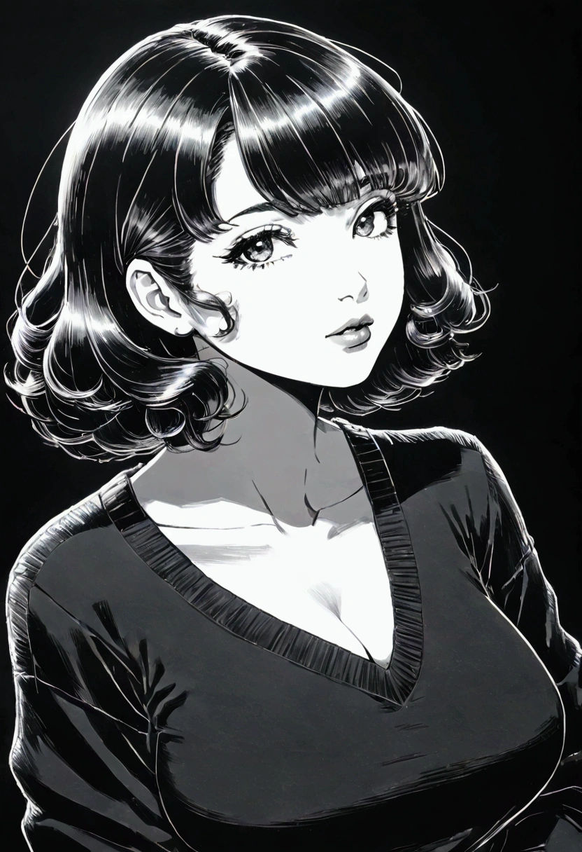 <lora:Alexandra Fomina Style-000004:0.8>, 1girl, simple background, bob cut,
