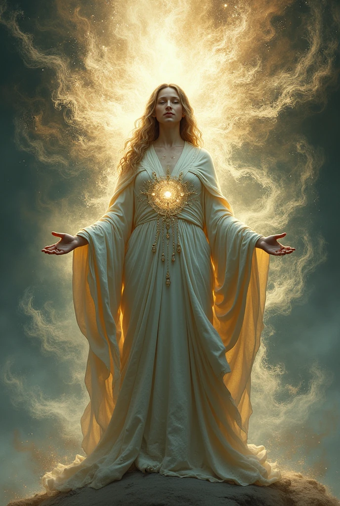 Medical symbol in gold colour resembling goddess