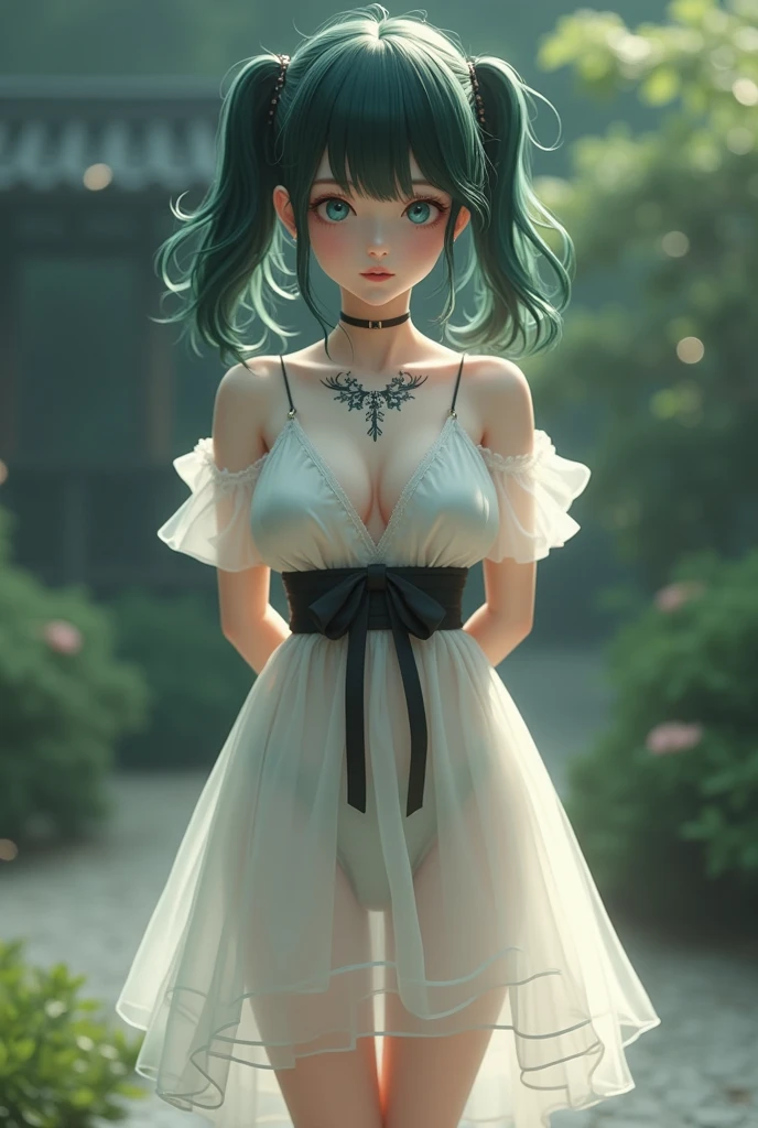 Photographic portrait of beautiful women, Sony α7, 35mm Lens, f1.8、((Konmutsuki_gacha_series1, punk_rosette))), cute girl, aqua color flowers, (full body), elegant flowers background, realistic photo, beautiful woman, Beautiful girl, beautiful background, charming girls, realistic 3d style, photo realistic render