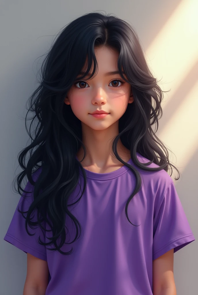 super cute girl IP by popmart,natural light,Adorable,Youthful,Animated, pixar style,long curly hair, he smile, gray background