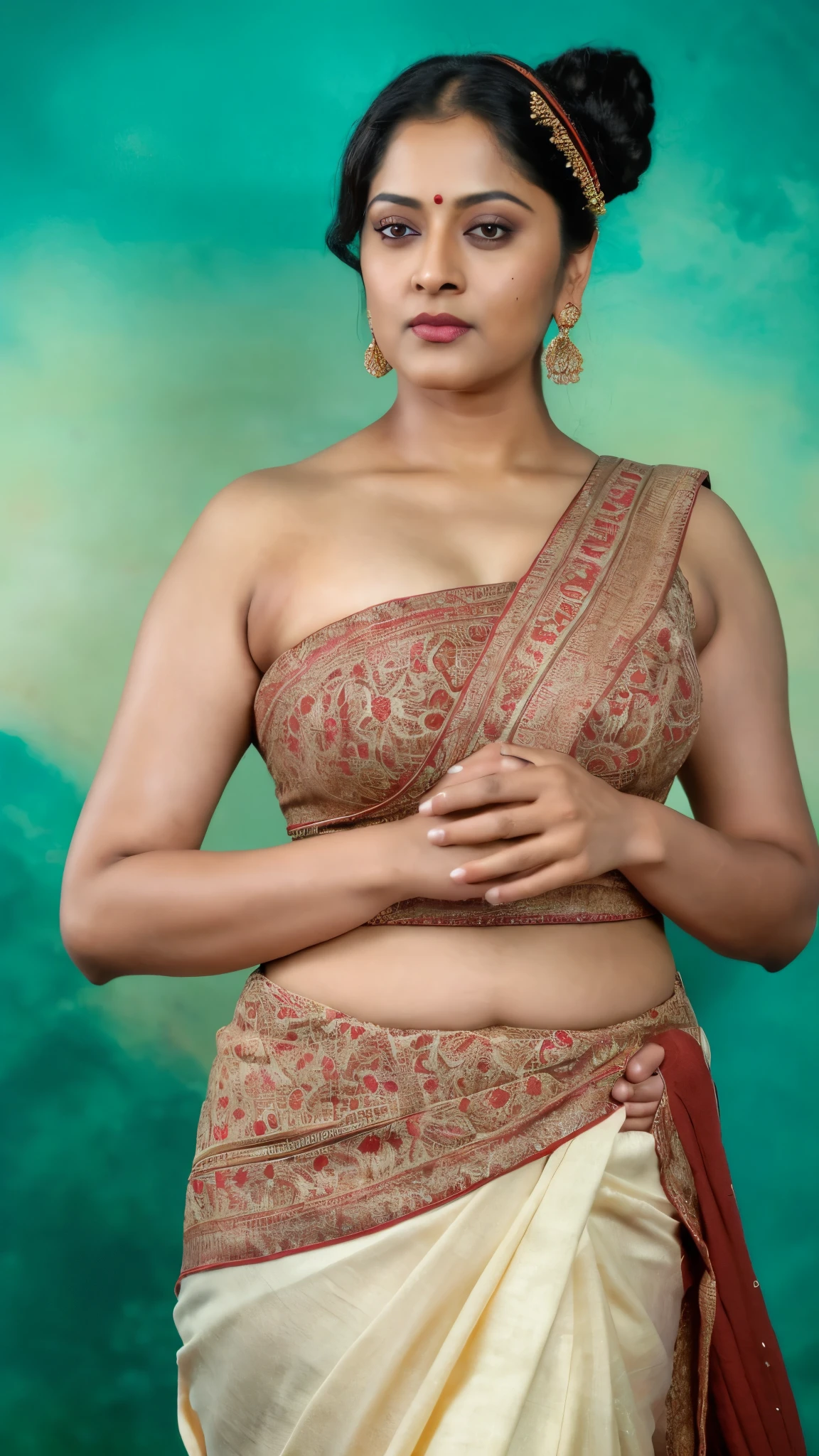 Sexy fat plus size indian bhabhi, 60 years old Woman, big Indian mommy, horny mommy, hot Amma, big Indian aunty bhabhi, wide body , heavy figure, sleeveless blouse, desi hot aunty, looks like Nayanthara, wearing sleeveless saree blouse, sexy sequin saree, bold saree fashion, bong saree fashion, bold hot photoshoot, sexy sequin saree, she has fleshy arms and fat wide belly, sexy armpits, showing her attractive fleshy figure, high quality skin, skin pores, skin texture, deep juicy navel, sexy navel folds, fleshy figure, jiggly belly, hyper realistic skin, RAW Foto, thick juicy figure,