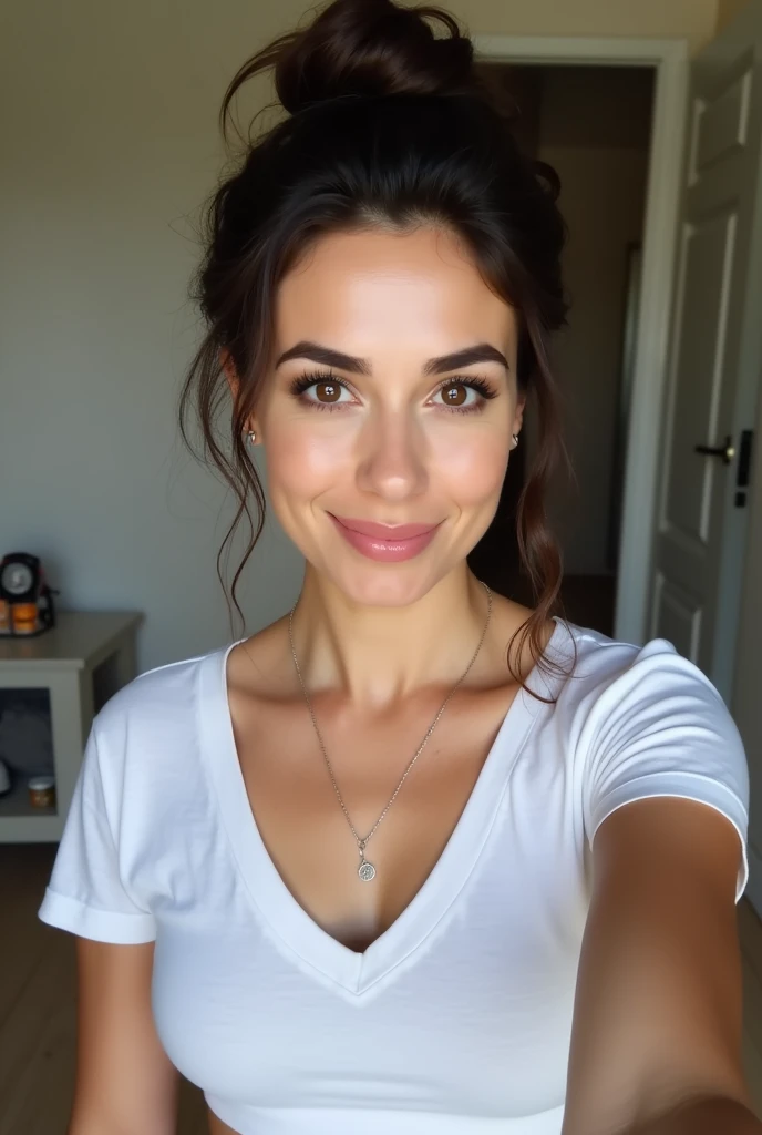 best quality), (masterpiece), (highres), original, extremely detailed 8K wallpaper, (an extremely delicate), Best quality, masterpiece, ultra high res, (photorealistic:1.4), raw photo,, photo of photorealistic, sharp focus, raw photo, amateur photo, beautiful 29 y.o American, take a selfie, no panties, t-shirt, detailed skin pores & face texture, pores,moles (goosebumbs:0.7), dynamic pose, looking at viewer, face focus, taken with mobile cam, film grain, She touch her own breasts, sexy, sexy body, wet body, (sheer fabric:1.35), (loose:1.5), white lace strapless dress, (((huge)saggy breasts)), (bare breasts), (((erect nipple))), ((areolas)), deep shadow, low key, cold light, deep contrast, bokeh, depth of field, below angle, low angle, (looking at viewer, softly smiling), a photo of a inside a bedroom, a lot of bubbles around her, ((upper body)), ((straight photo)), exposure blend, medium shot, bokeh, (hdr:1.4), high contrast, (muted colors, soothing tones:1.3), low saturation, (hyperdetailed:1.2), (nsfw:1.1),