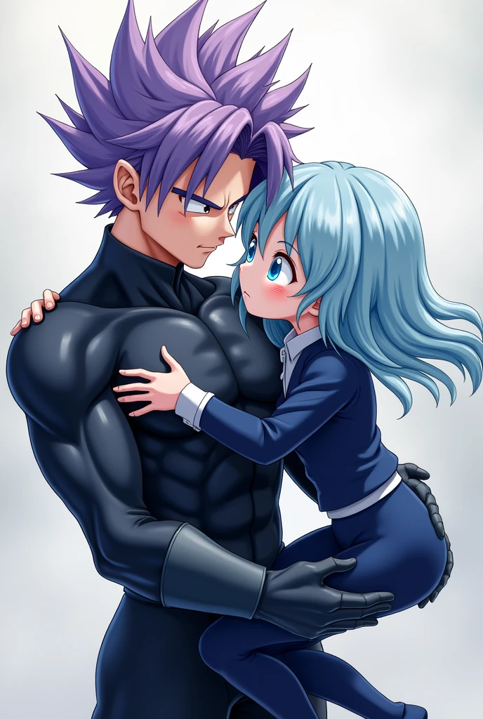Saiyan man Vegeta and a black haired mutant cat girl hugging sex